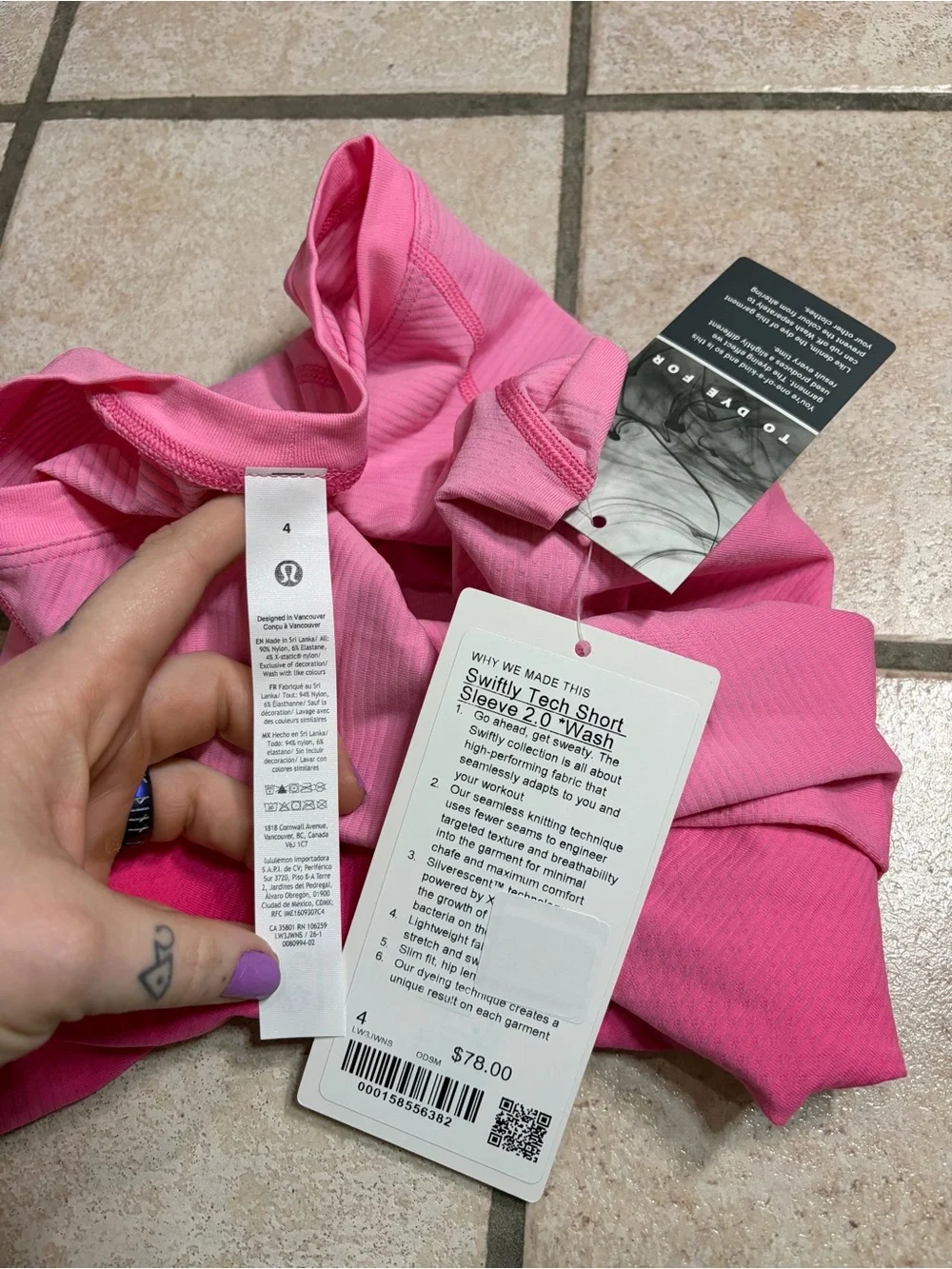 NWT Lululemon Swiftly Tech Short-Sleeve Shirt 2.0 (Ombre Dye Strawberry Wash) 4